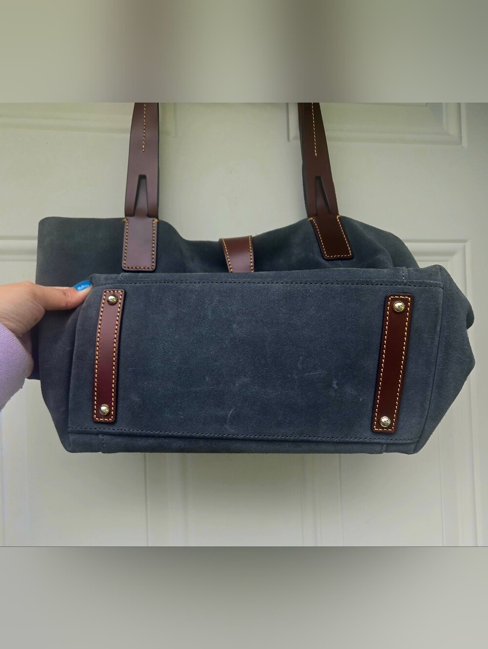 Dooney & Bourke East West Suede Shopper - Smoke Grey Rare HTF GUC - Picture 3 of 9